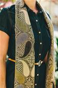 Echarpe foulard femme motif indien noir