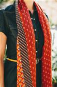 Echarpe foulard femme imprimé paon orange
