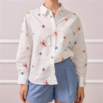 Chemise motif brodé océan