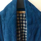 Veste matelassée velour bleu marine