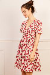 Robe courte col V Poppy