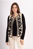Gilet beige sans manche broderies ethniques