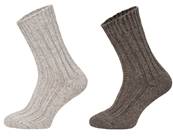 Chaussettes double Laine et Alpaga beige et marron 35-38