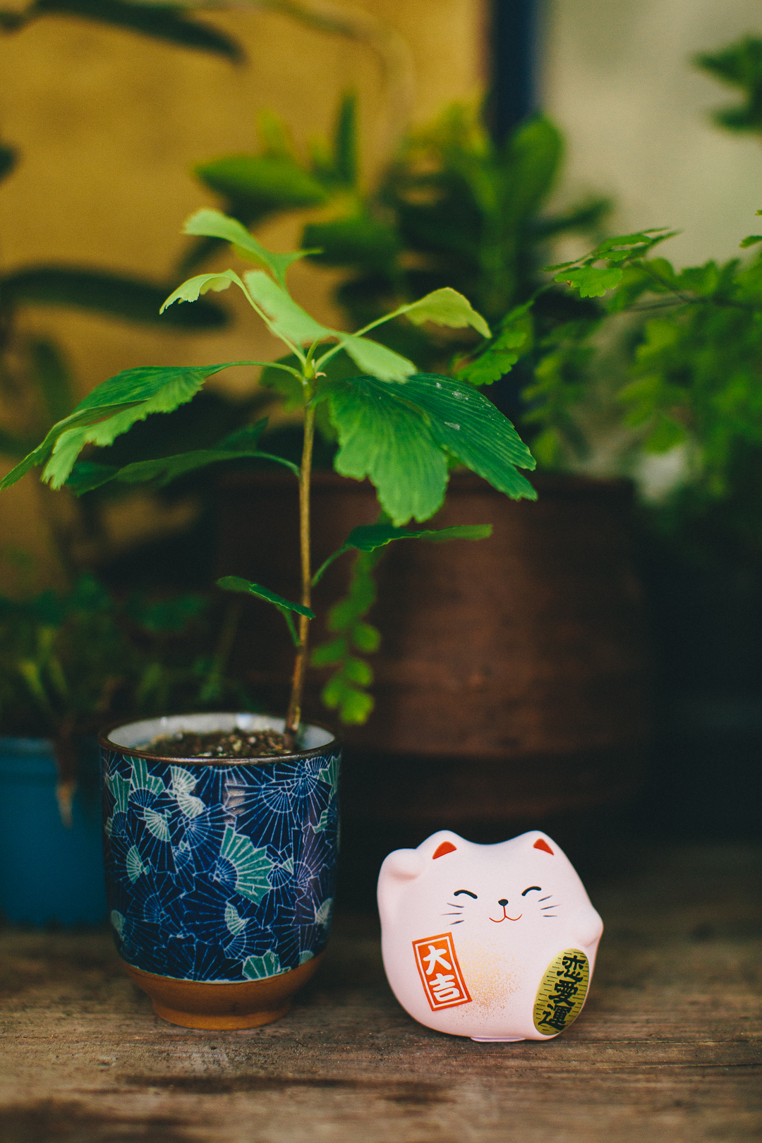Chat japonais rose petit Porte-bonheur déco 6cm