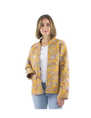 Veste indienne matelassée réversible jaune