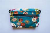 Sac japonais motif fleuri turquoise Petit modèle