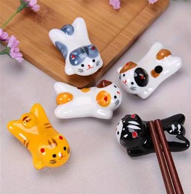 Repose baguettes motifs japonais chat- lot de 5 pièces