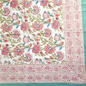 Tenture indienne block print 270x225 cm – Vert d’eau floral