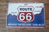 Plaque mtal 26X40 vintage "ROUTE 66".