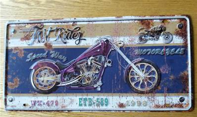 Plaque métal 20x40 vintage MOTORBIKE VIOLET.