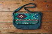 Sac Besace Canvas motifs INCA bleu Large