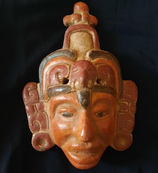 Masque en terre cuite grande parure artisanat du Guatémala