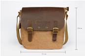 Sac besace bandoulire cuir et coton camel 29x31cm