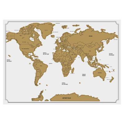 Carte du monde à gratter blanche 82x59 cm