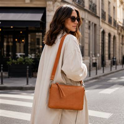Sac moyen rabat pastel camel