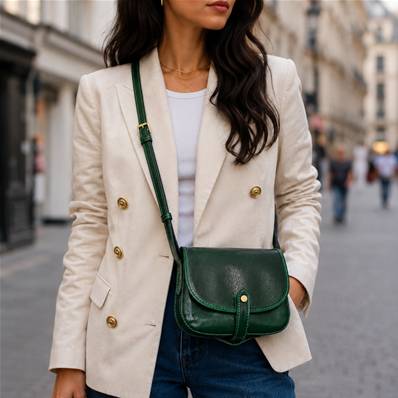 Sac cuir italien vert