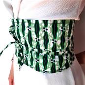 Ceinture obi wax vert amande noir