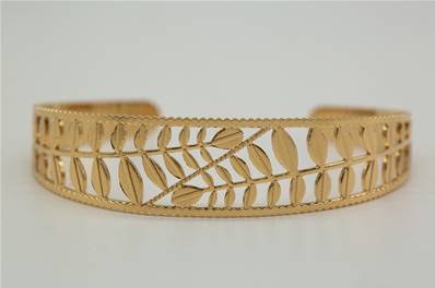 Bracelet en acier doré motifs branches et feuillages Lucy