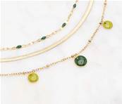 Collier "vertige" 3 rangs perles vertes avec maille