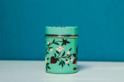 Bo�te � th� inox vert clair diam 9 cm