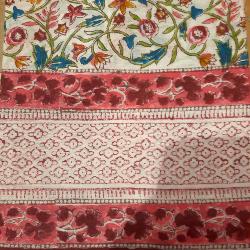 Etole, écharpe, paréo coton imprimé œillets roses  block print 11