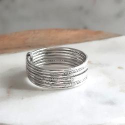 Bague Touareg Semainier Argent – 7 Anneaux Artisanaux Taille 64