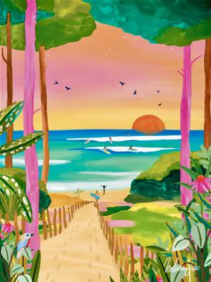 Affiche plages d'Aquitaine 30x40 Nolwen