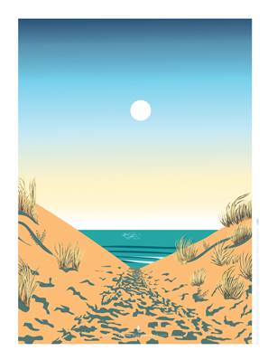 Affiche Océan chemin plage été Plume56 30x40cm