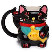 Mug grand format Maneki Neko noir