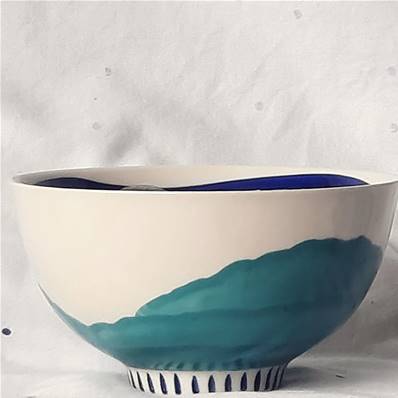 Bol GREEKA 30 cl GRES blanc et turquoise