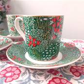 Coffret 6 tasses porcelaine 11cl Roseraie