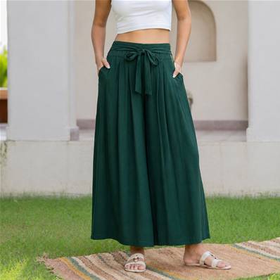 Pantalon large WATA ceinturé uni