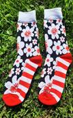 Chaussettes Fleurs blanches au cœur rouge