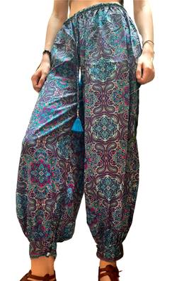 Pantalon large resserré aux chevilles fleuri violet