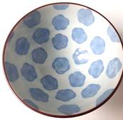 Duo de Bols Japonais bleus aux fleurs blanches