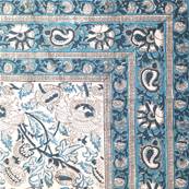 Tenture indienne block print 270x225 cm – Bleu turquoise