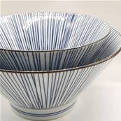 Grand bol ramen japonais conique rayures bleues Ø 19 cm
