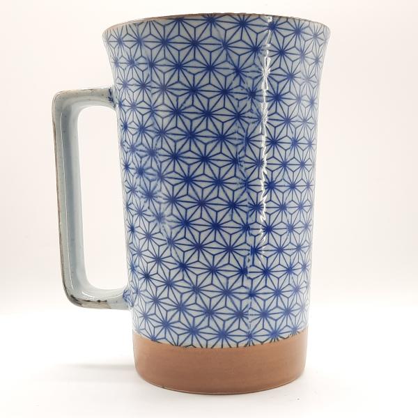 Mug GM japonais bleu et blanc motif Asanoha 60cl 14cm