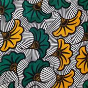 Tote bag wax fleurs vertes et jaune safran