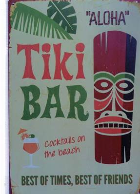 Plaque métal 20x30 vintage TIKI BAR "ALOHA"