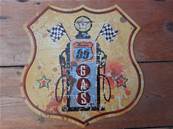 Plaque mtal 30x30 vintage GAS STATION jaune "ROUTE 66".