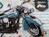 Plaque métal 20x40 vintage MOTORBIKE BLEUE.