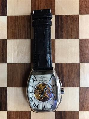 Montre mécanique cuir et acier "César" moyen cadran