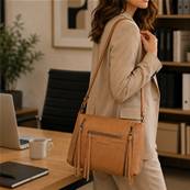 Sac à main 2 zip latéraux sable
