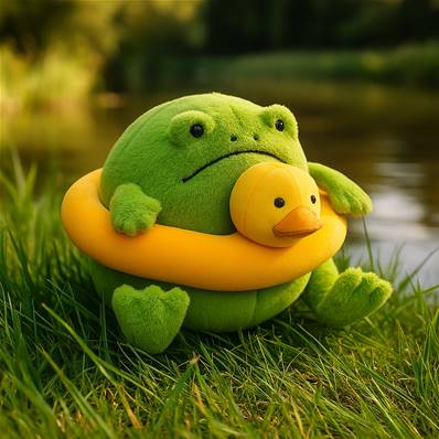 Peluche Jellycat Grenouille avec sa bouée - Ricky Rain Frog Rubber Ring