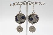 Boucles d'oreilles ethniques du Tibet rondes indigo