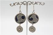 Boucles d'oreilles ethniques du Tibet rondes indigo