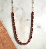 Collier "Douce Harmonie"Perles Carrées Rhodonite Rouge et Dorée