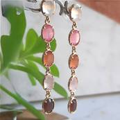 Boucles d’oreilles 5 Tourmalines Ovales – Cascade de Couleurs Bohème Chic