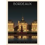 Affiche Bordeaux place de la Bourse nuit 50x70cm Fricker